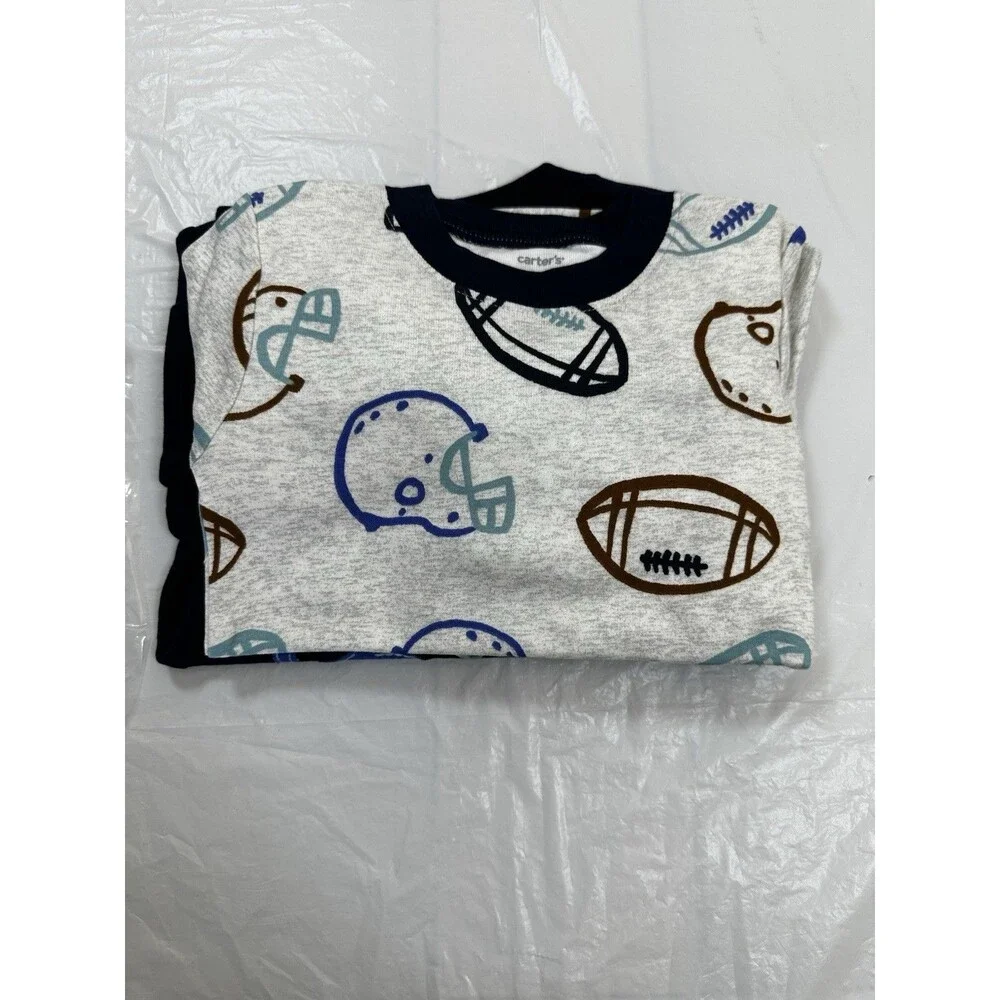 Carters Toddler Football 4PC Top And Bottoms Pajama Set 3 T